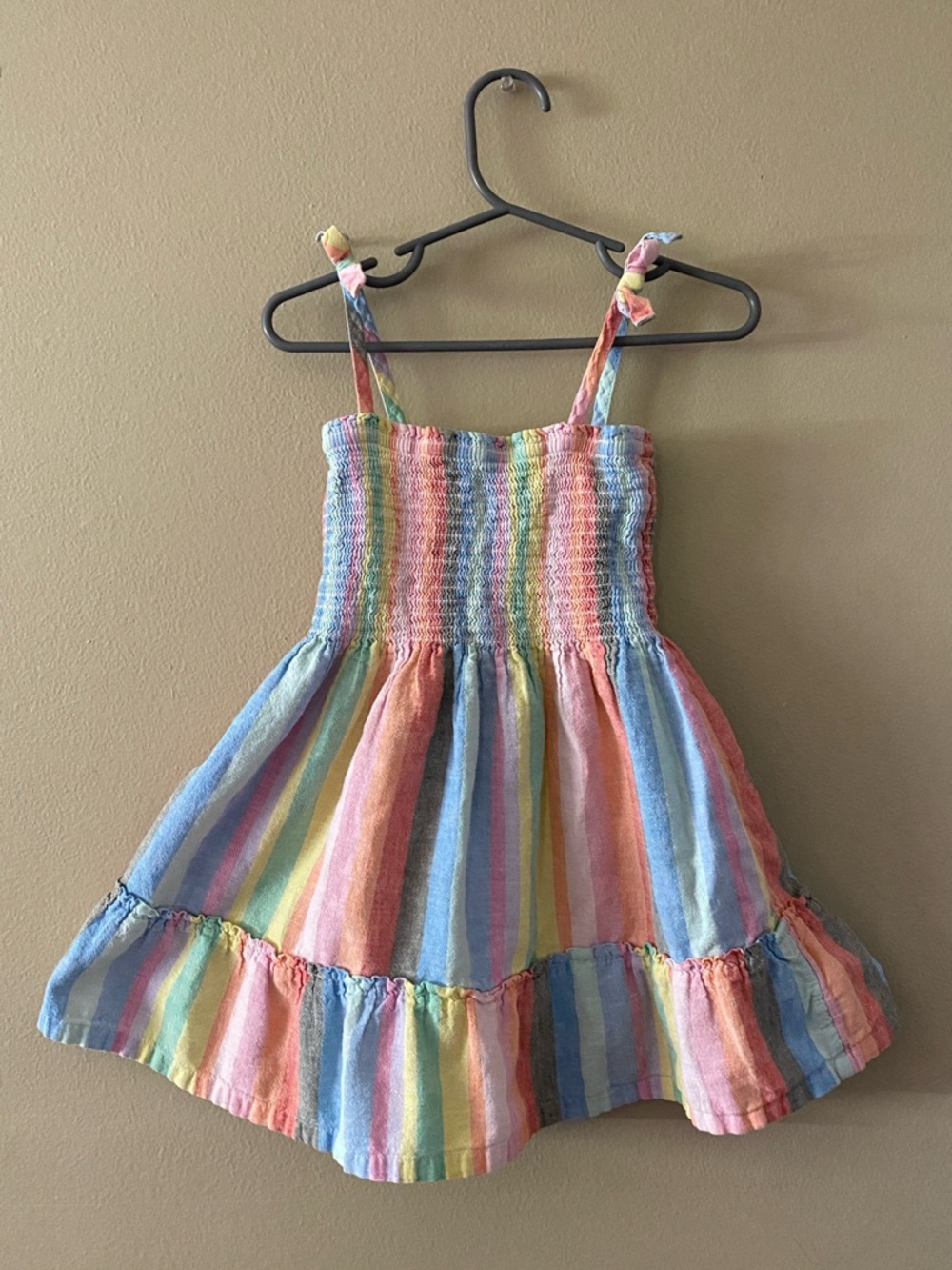 GAP Pastel Rainbow Stripe Smocked Sundress